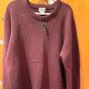 L.L. Bean Maroon Sweater Men’s 2XL New With Tags Lambs Wool